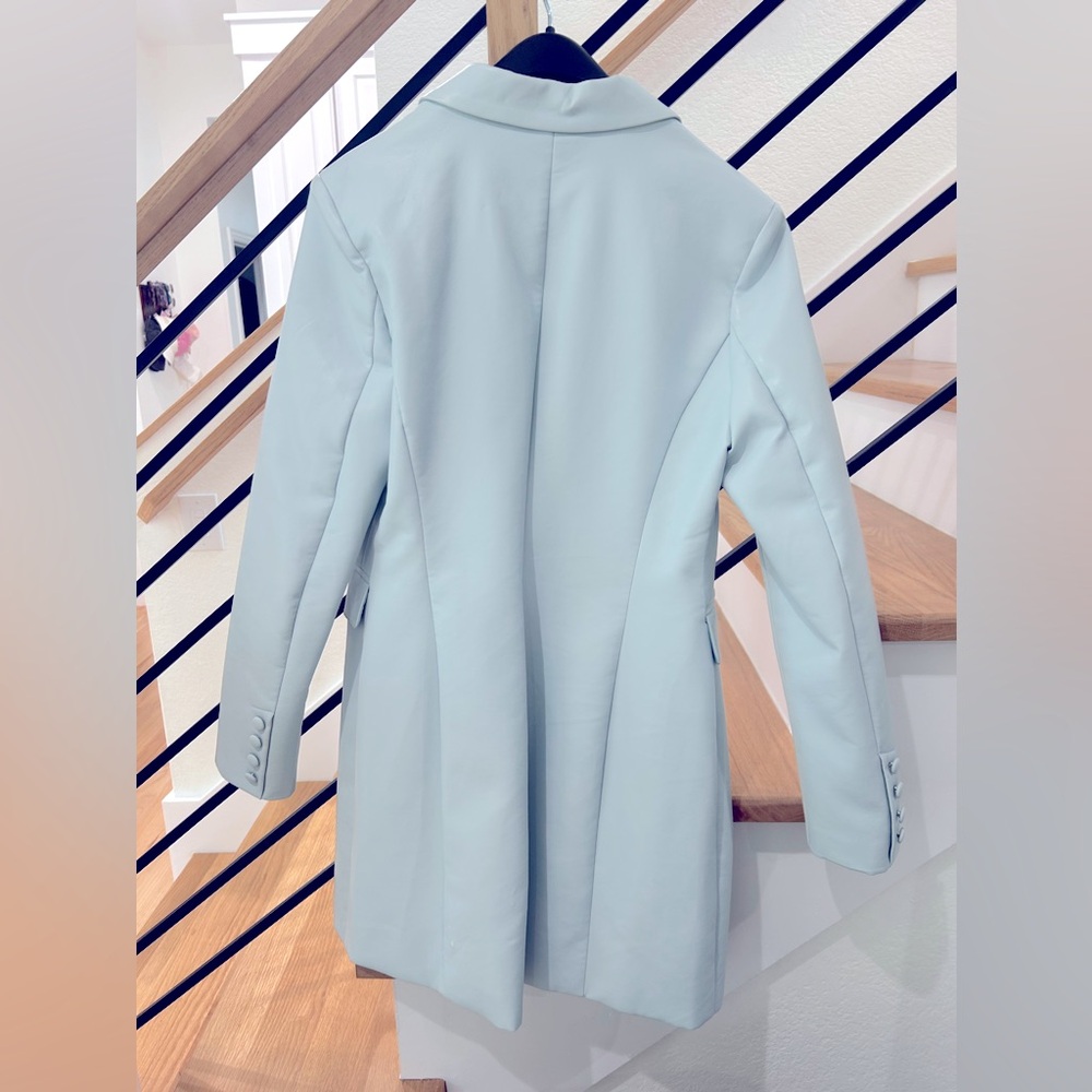 Vegan leather blue trench coat - Picture 5 of 7